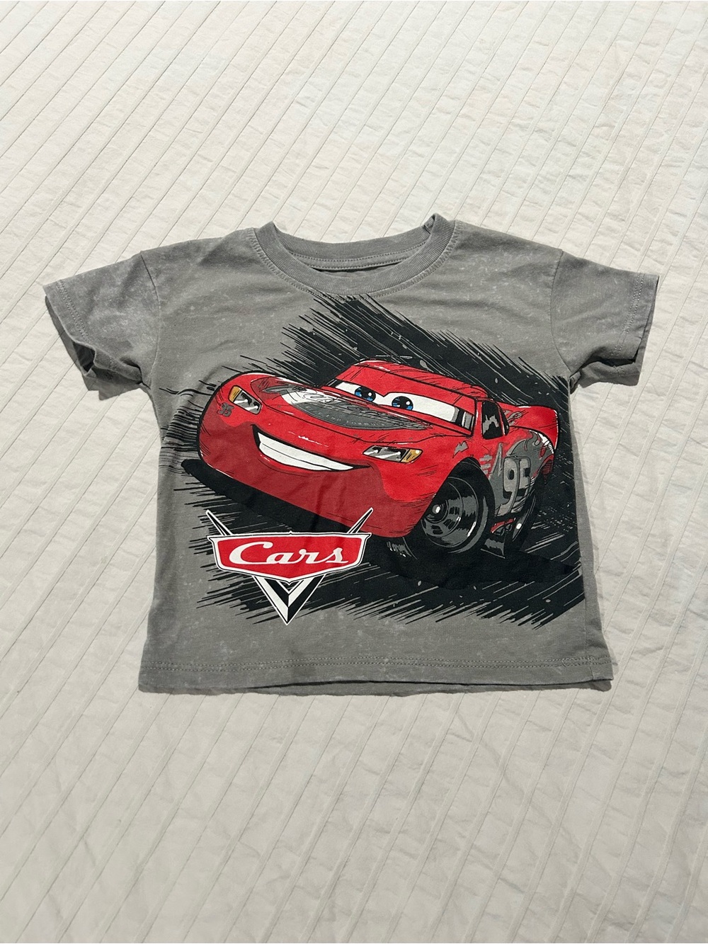 Disney Gray Tee with Red Lightning McQueen Graphic